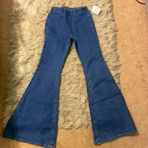forever 21 flare jeans with elastic waist size small